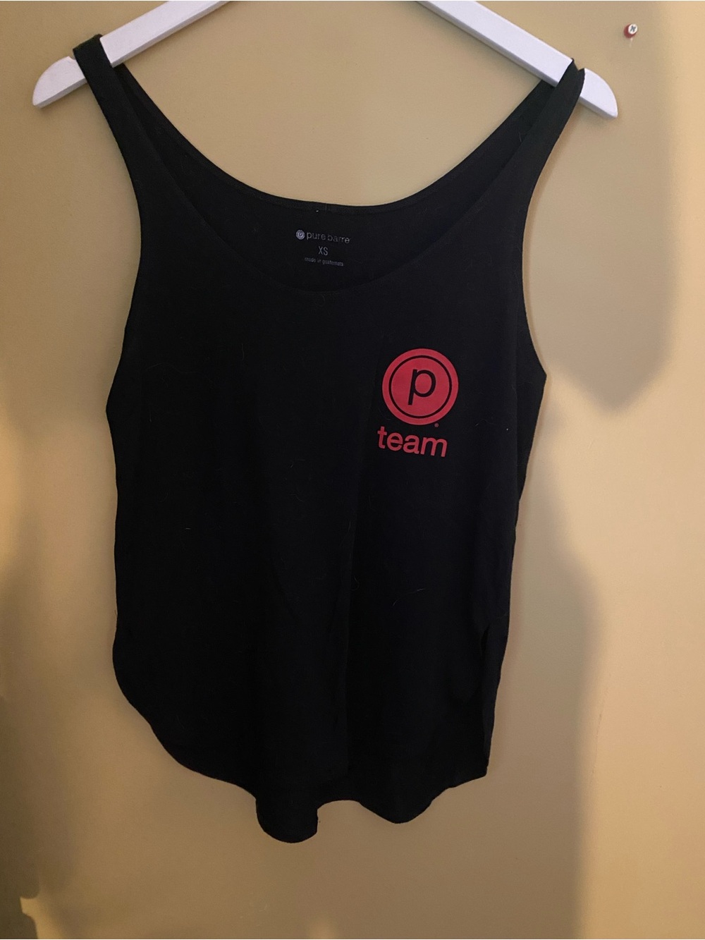 Pure Barre Team Black Tank Top with Red Logo, XS